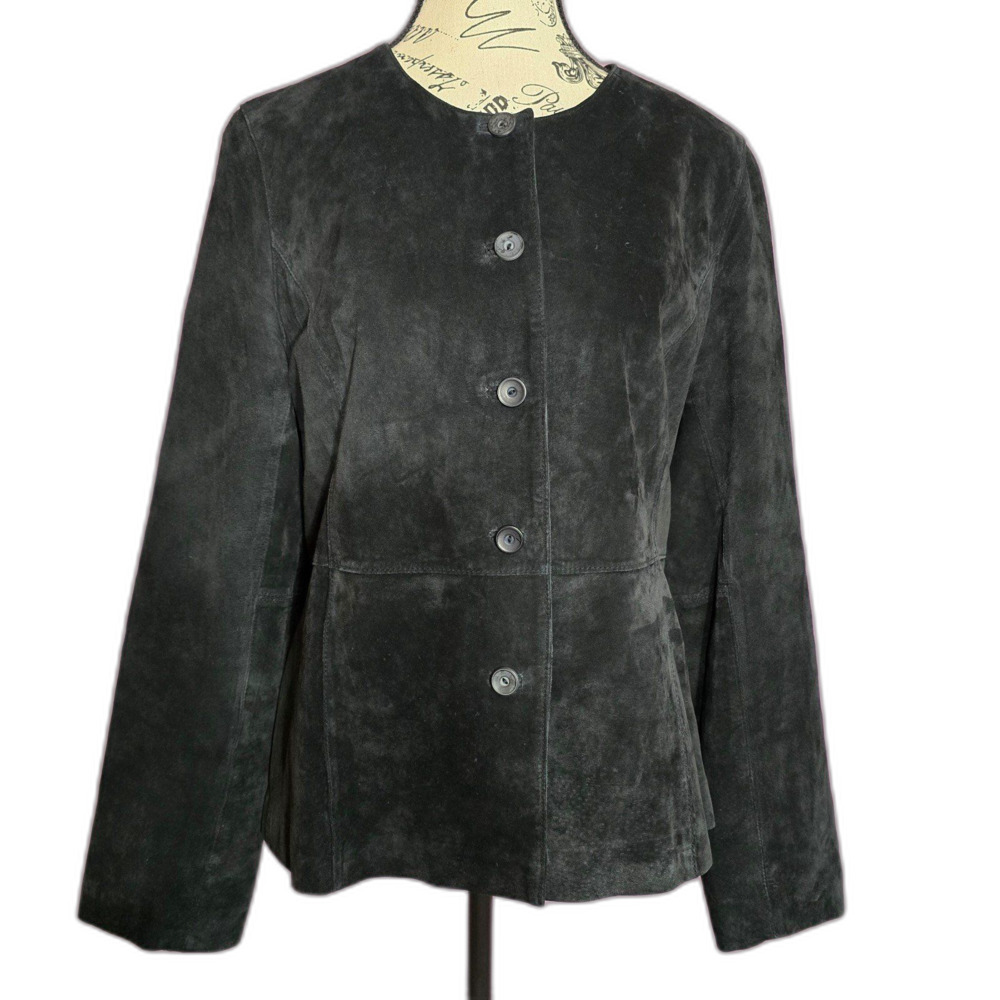 Button Bown Leather Suede Jacket - image 1